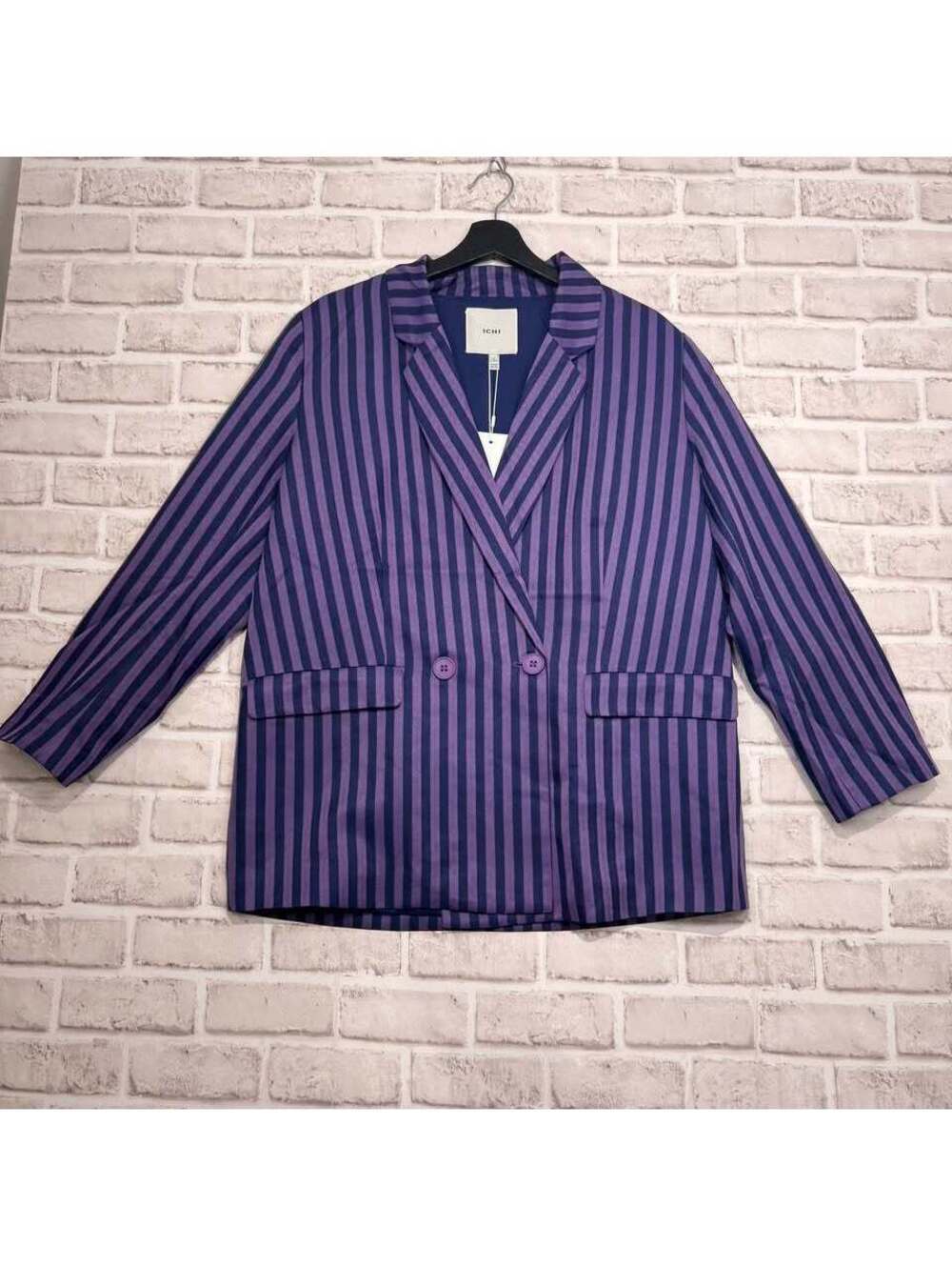 ICHI NWT Striped Blazer Purple and Navy Women's 38